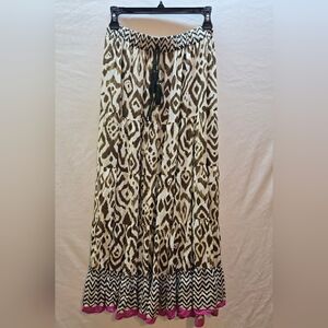 Zara Geometric Brown and Cream Maxi Skirt